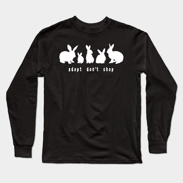 Adopt Don't Shop - Bunny Edition (Unisex White) Long Sleeve T-Shirt by Adopt Don't Shop
